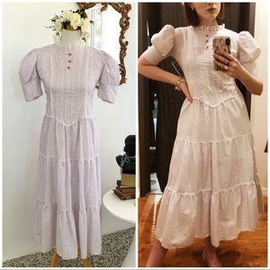 Vintage Handmade Floral Prairie Dress Puff Sleeves